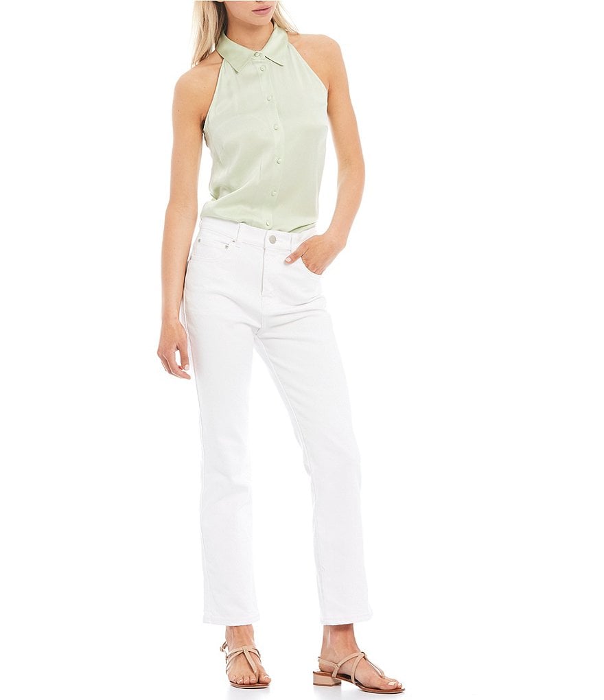 Antonio Melani Simone Sleeveless Button Down Stretch Silk Blouse