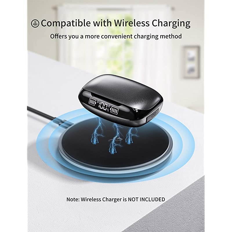 Wireless Earbuds  Bluetooth 50 in Ear Headphones with Wireless Charging Case Digital Intelligence LED Display IPX7 Waterproof Earphones Builtin Mic Headset with Deep Bass for Sports