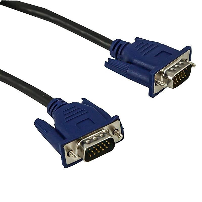Genuine Monitor Cable. Ferrited and Double Shielded 6ft 15 pin M/M VGA/SVGA Blue Ends