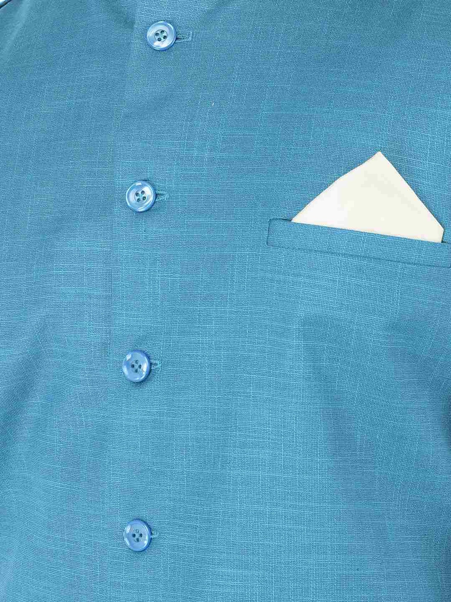 Deyann Blue & White Cotton Regular Fit Kurta Set With Jacket