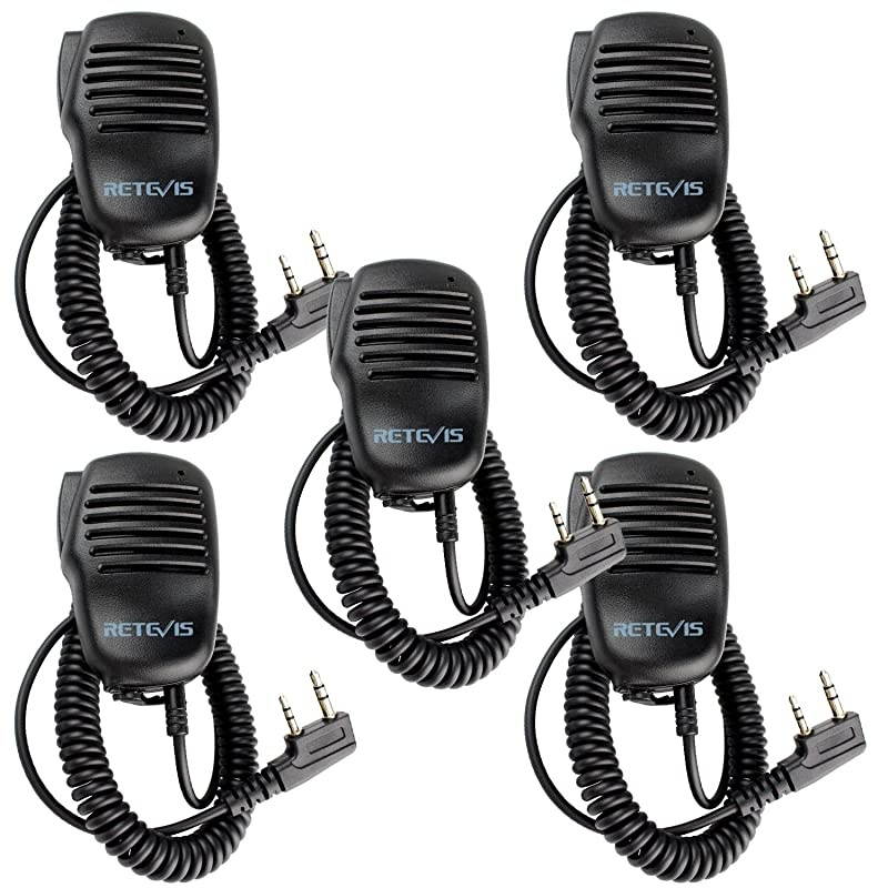 2 Way Radio Speaker Mic Shoulder Mic with 35MM Audio Jack for Baofeng UV5R UV82  H777 RT15 RT22 RT21 RT27 Walkie Talkies 5 Pack