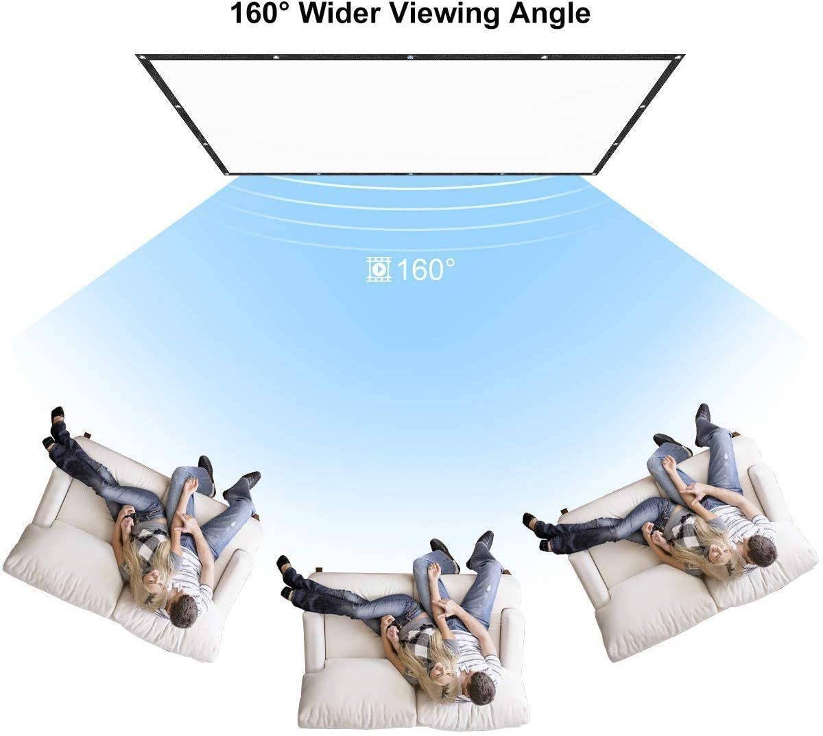 HOMEMAXS Projector Screen 120 Inch,Portable Movie Screen for Outdoor Indoor,4K 16:9 HD Foldable Wrinkle-Free Projection Screen(1.1 GAIN,160&deg;Viewing),Support Front Rear Projection