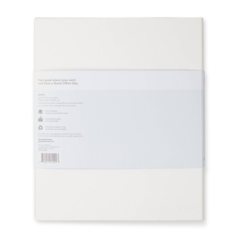 1" 200 sheet Round Ring Binder Gray - Good Office Day