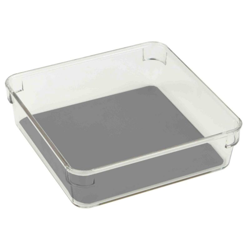 Home Basics 6" x 6" x 2" Plastic Drawer Organizer with Rubber Liner