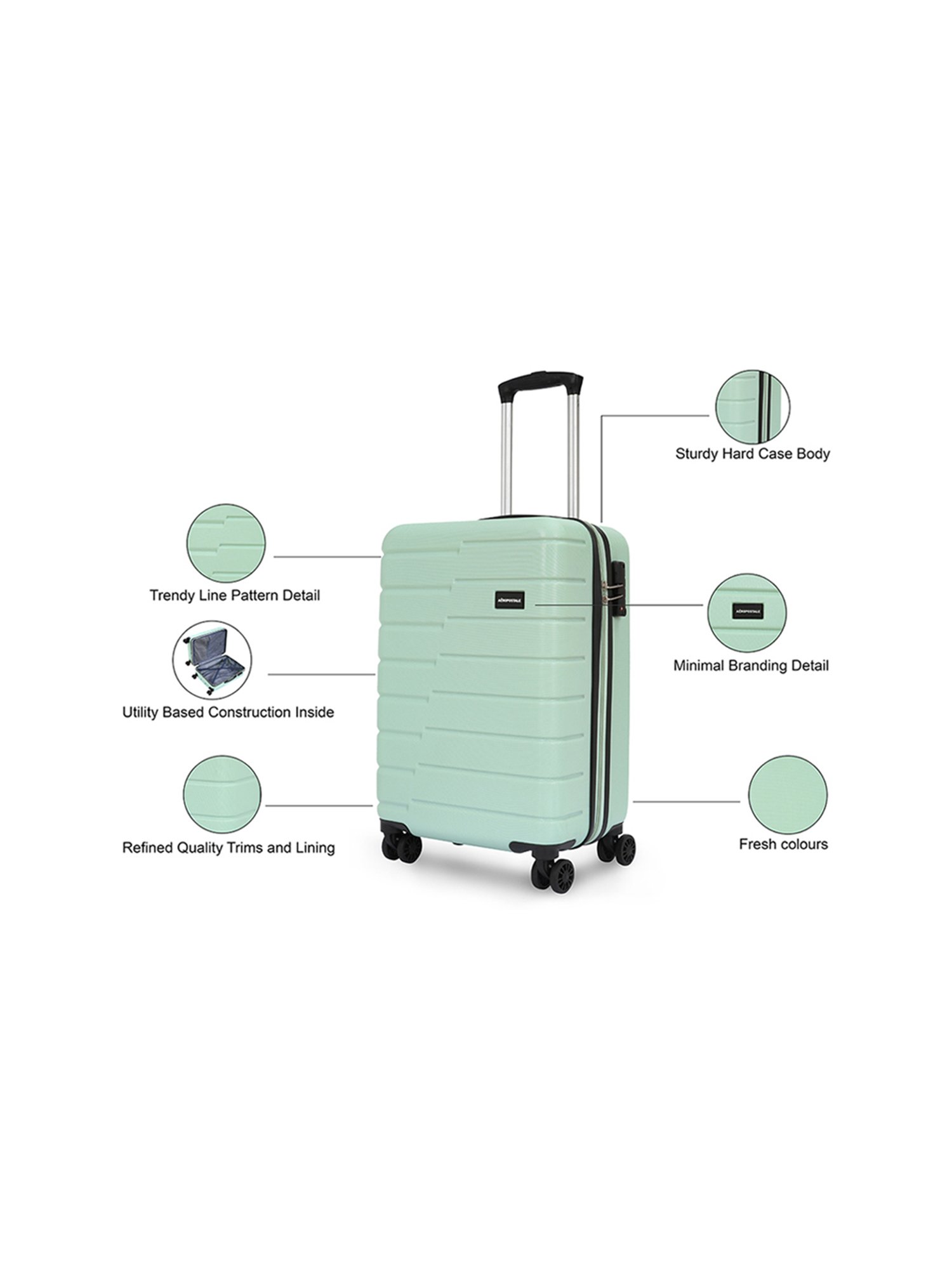 Aeropostale Stout Green Textured Hard Cabin Trolley Bag - 24 cm