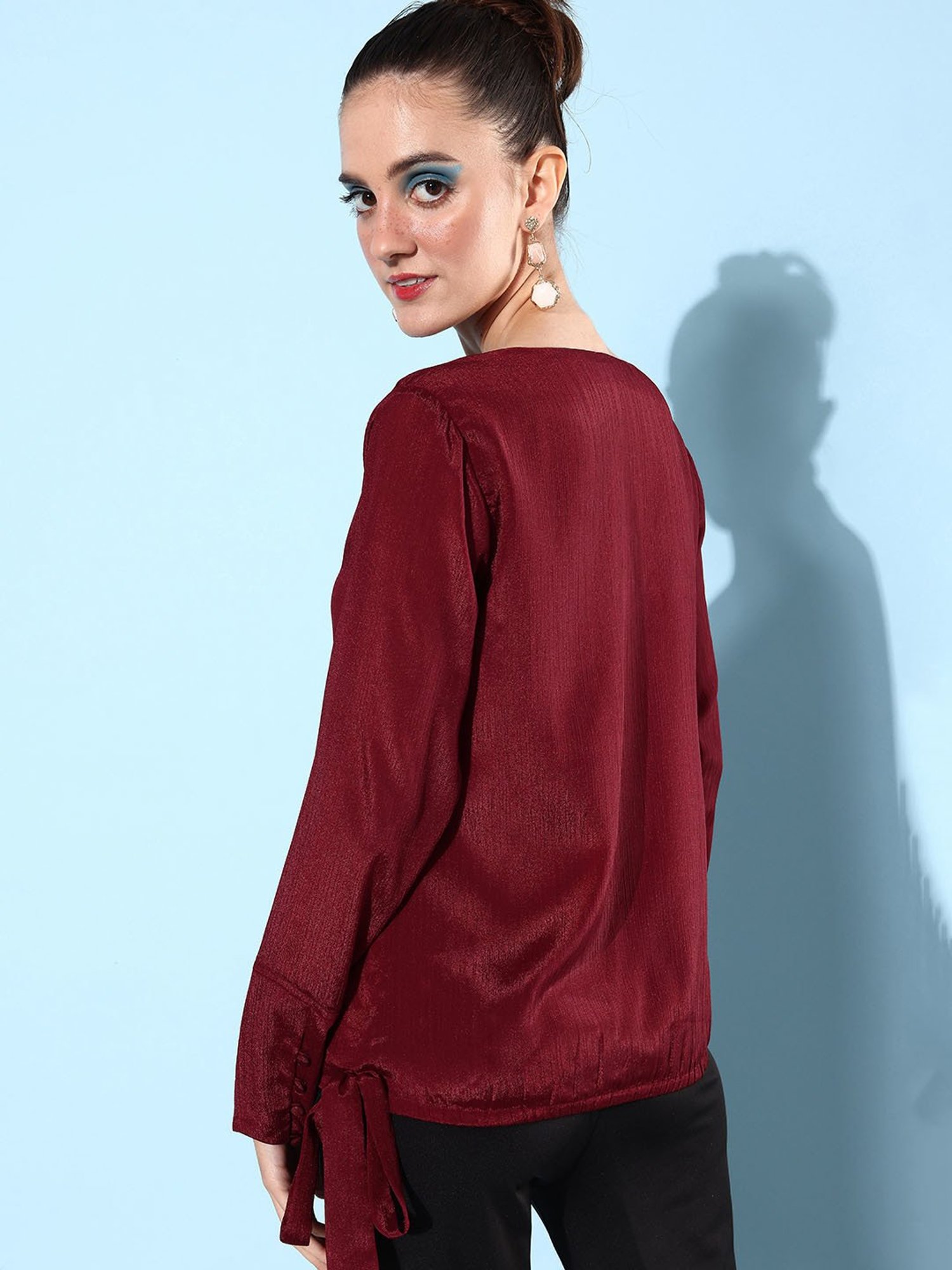 QUIERO Maroon Embellished Top