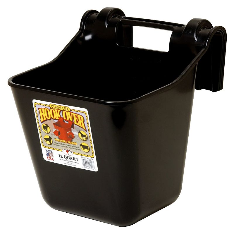 Little Giant HF12BLACK Heavy Duty 12 Quart Mountable Plastic Hook Over Feeder, Black (6 Pack)