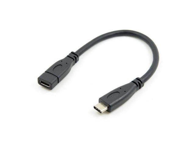 USB 3.1 Type-C USB-C Male to Female Extension Cable for Data and Power Charge Black 20cm