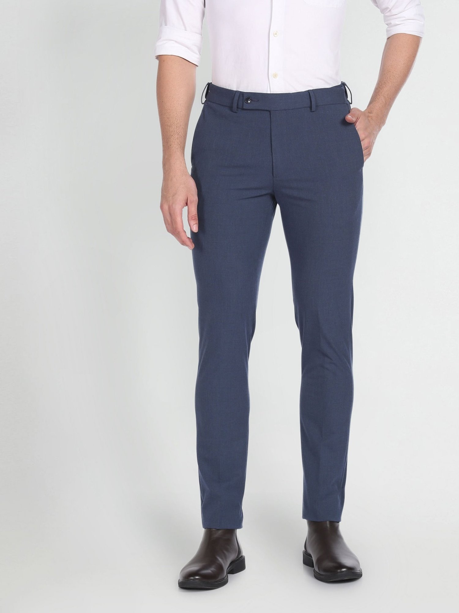 Arrow Blue Slim Fit Trousers