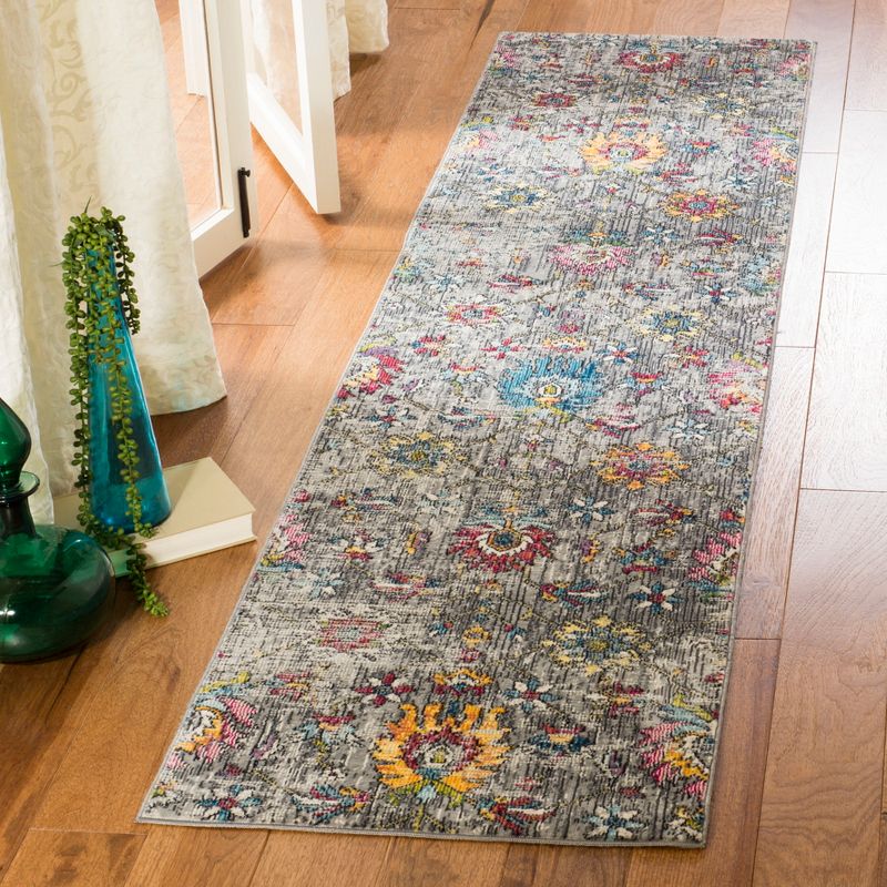 2'x8' Floral Runner Gray - Safavieh