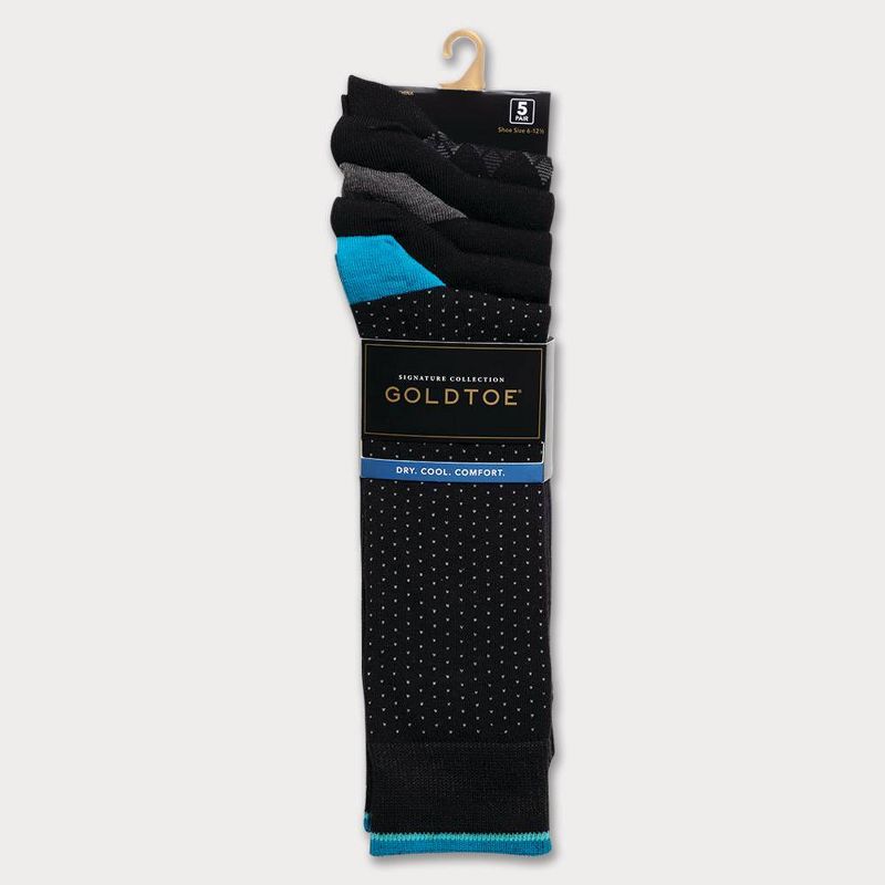 Signature Gold by GOLDTOE Men's Dot Crew Socks 5pk - Black 6-12.5