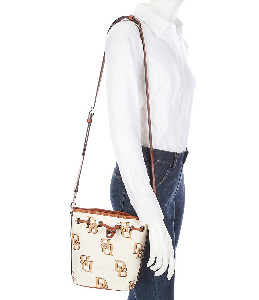 Dooney & Bourke Signature Monogrammed Collection Small Drawstring Bucket Bag
