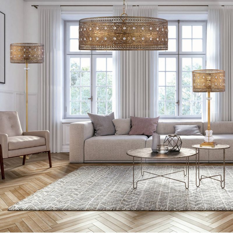 60" 1-Light Bryar Floor Lamp Brass/Crystal - River of Goods