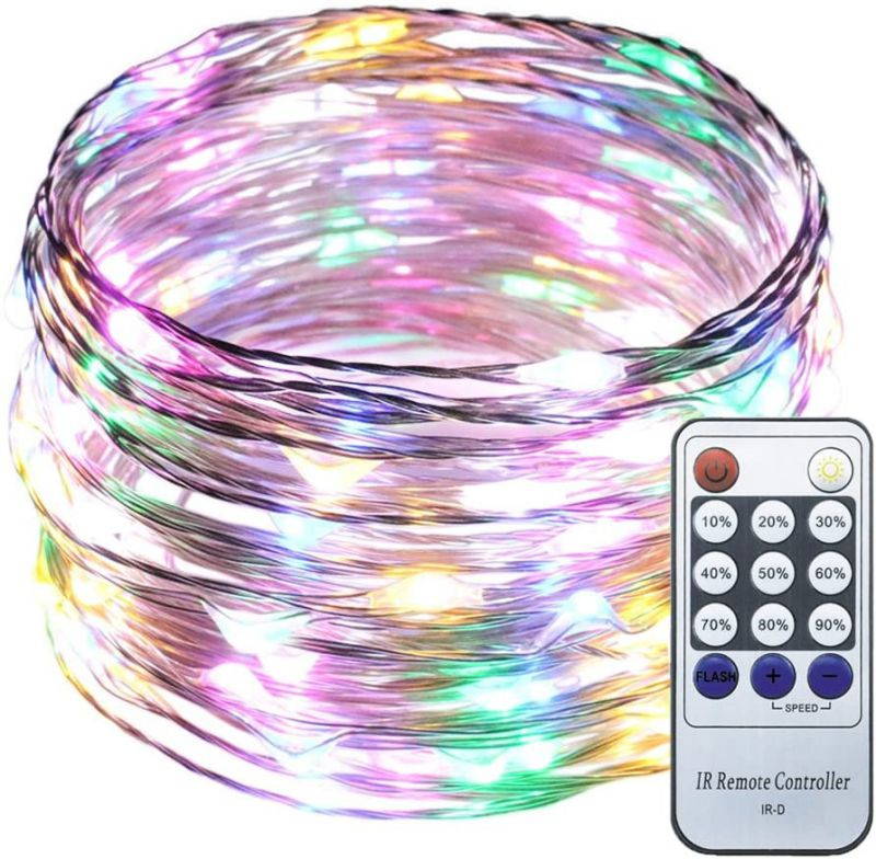 ER CHEN 33ft Led String Lights,100 Led Fairy Starry Lights on 10M Silver Coating Copper Wire String Lights for Christmas (Multicolor)