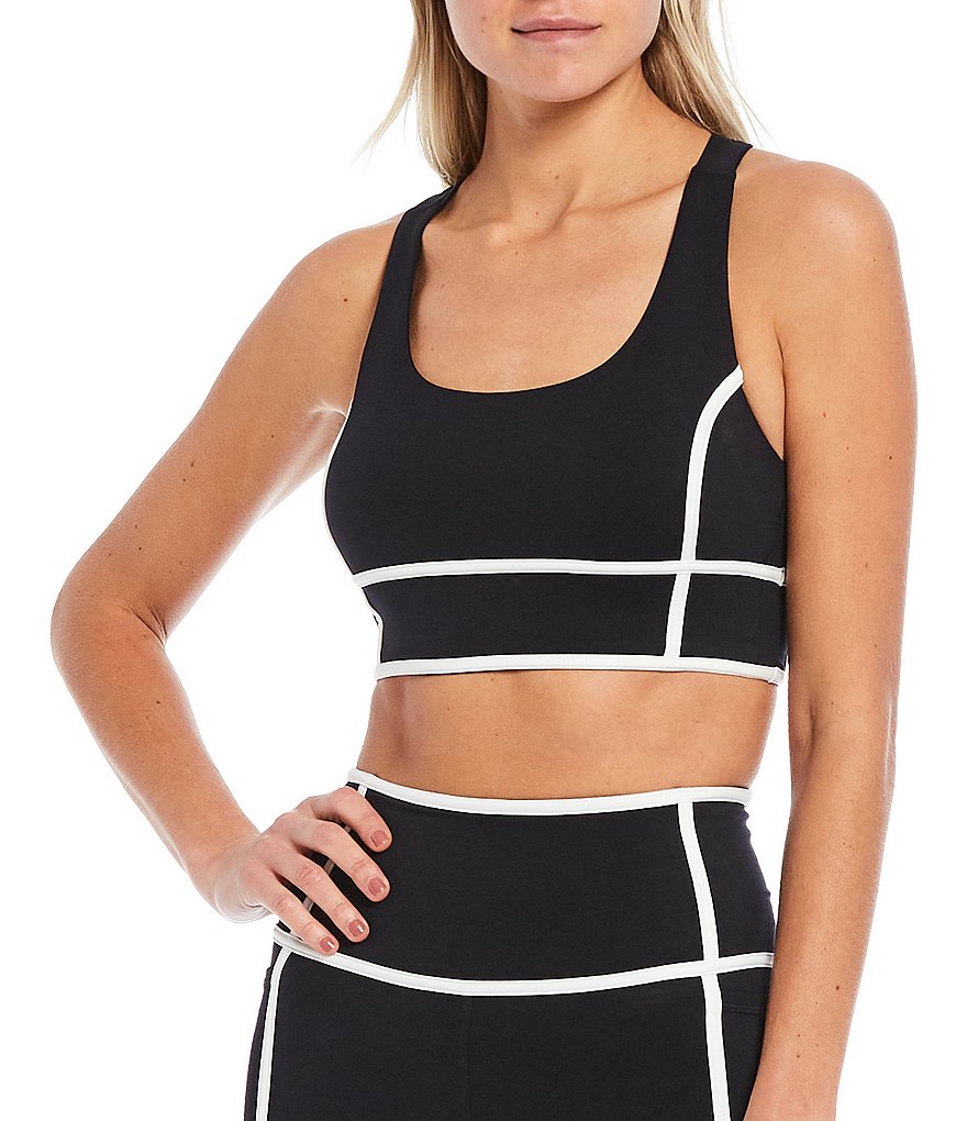 Antonio Melani Action Long Line Medium Impact Contrast Trim Sports Bra