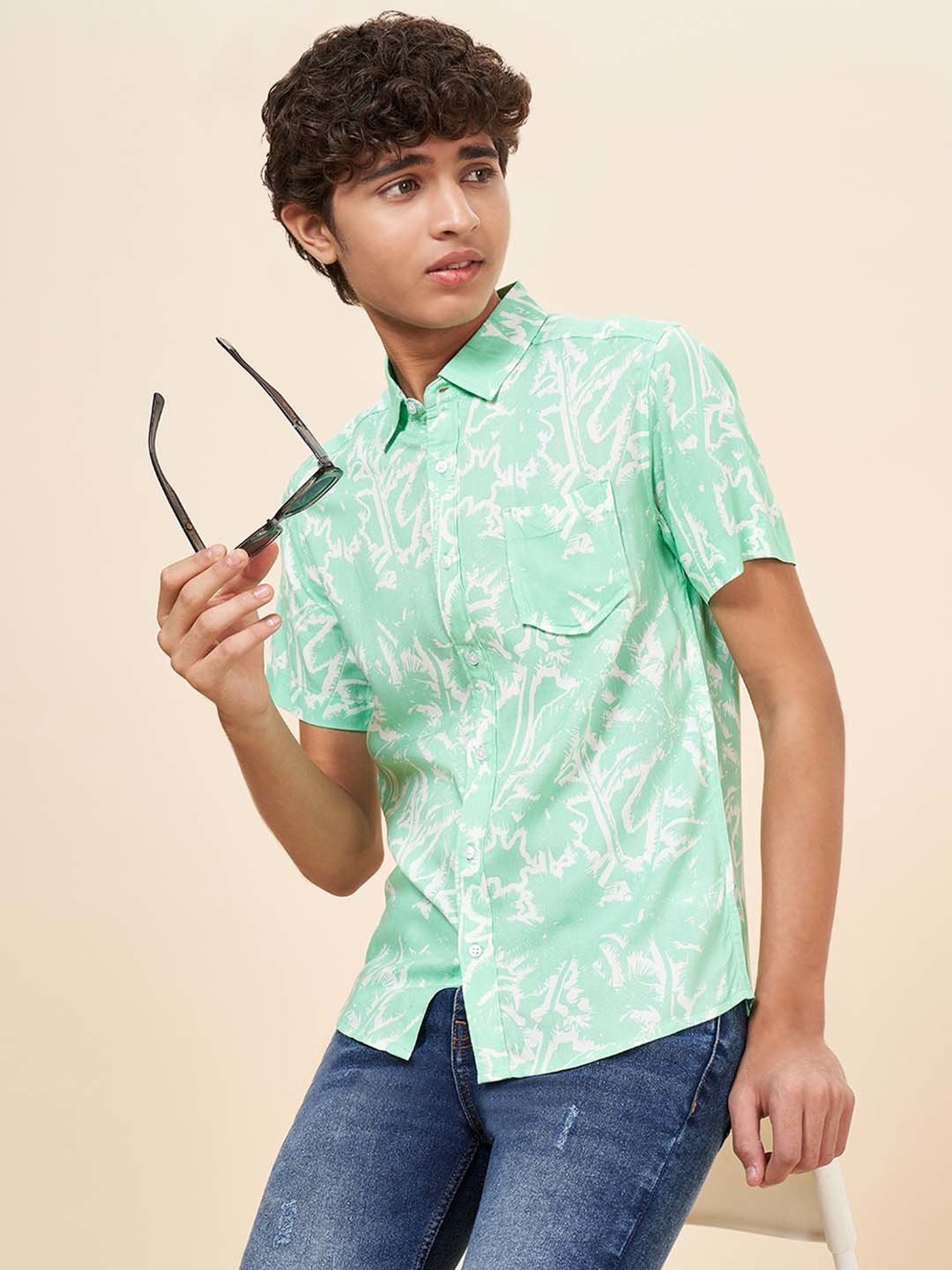 Coolsters by Pantaloons Kids Mint Green Printed Shirt