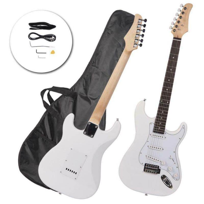 Rose Wood Fingerboard Electric Guitar White +Gigbag +Cord+Strap+Accessor