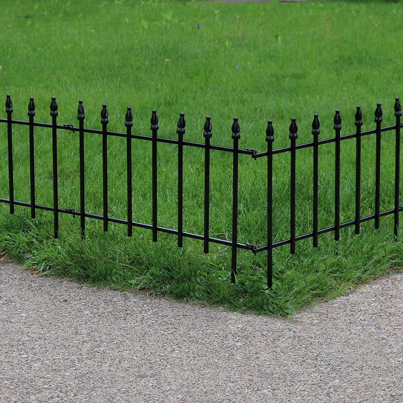 Sunnydaze Outdoor Lawn and Garden Metal Roman Style Decorative Border Fence Panel Set - 9' - Black - 5pk