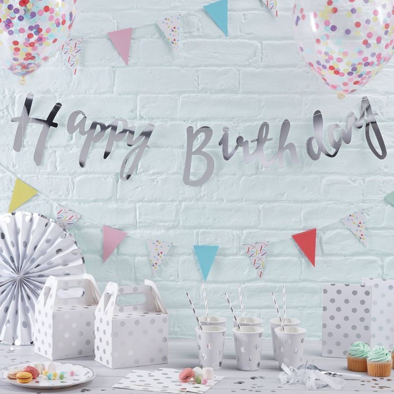 "Happy Birthday" Bunting Silver
