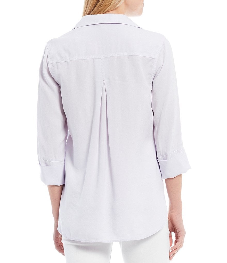 Chelsea & Violet Woven Shirttail Hem 3/4 Sleeve Button Down Top
