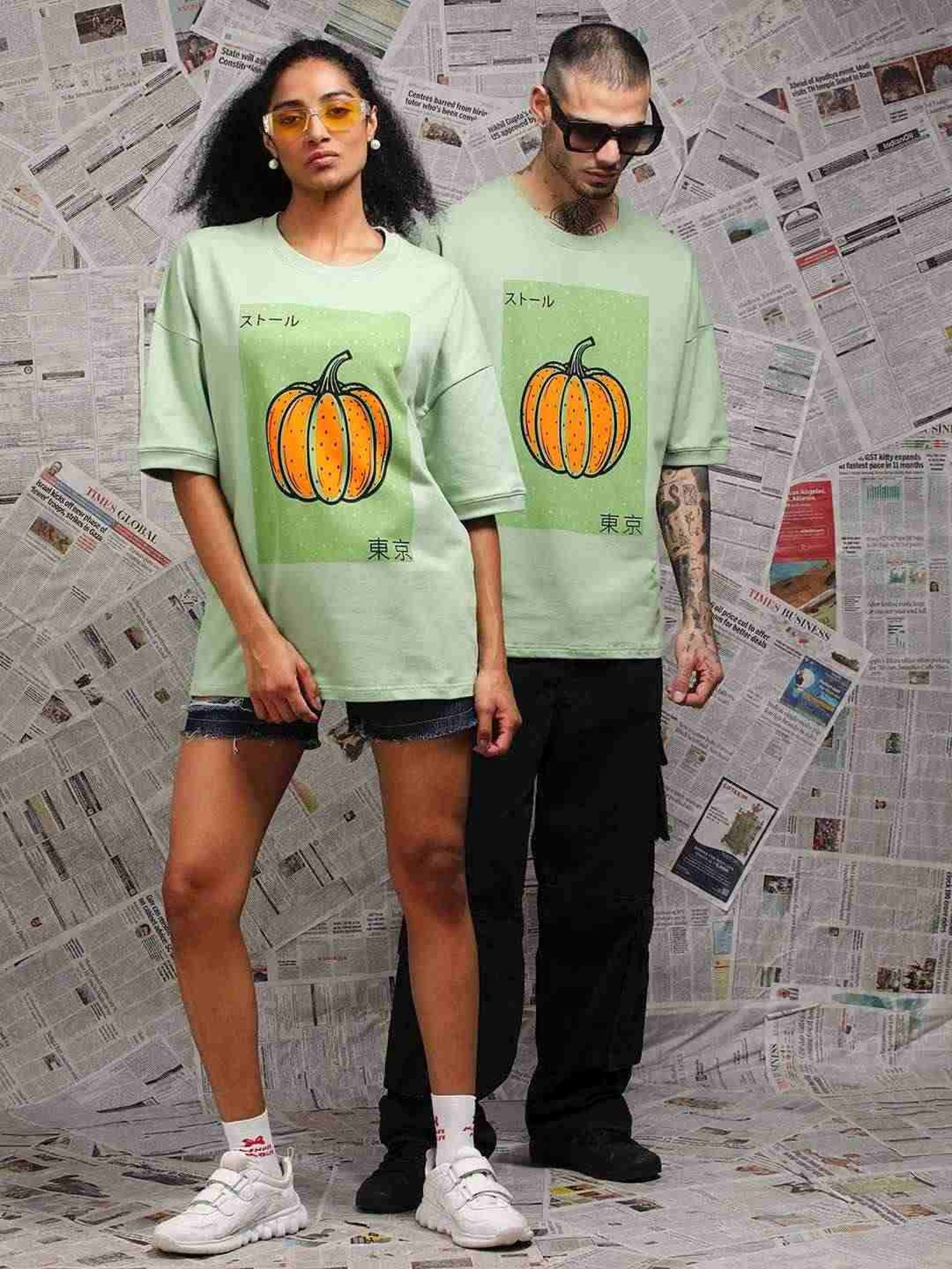 Dillinger Green Loose Fit Printed Unisex T-Shirt