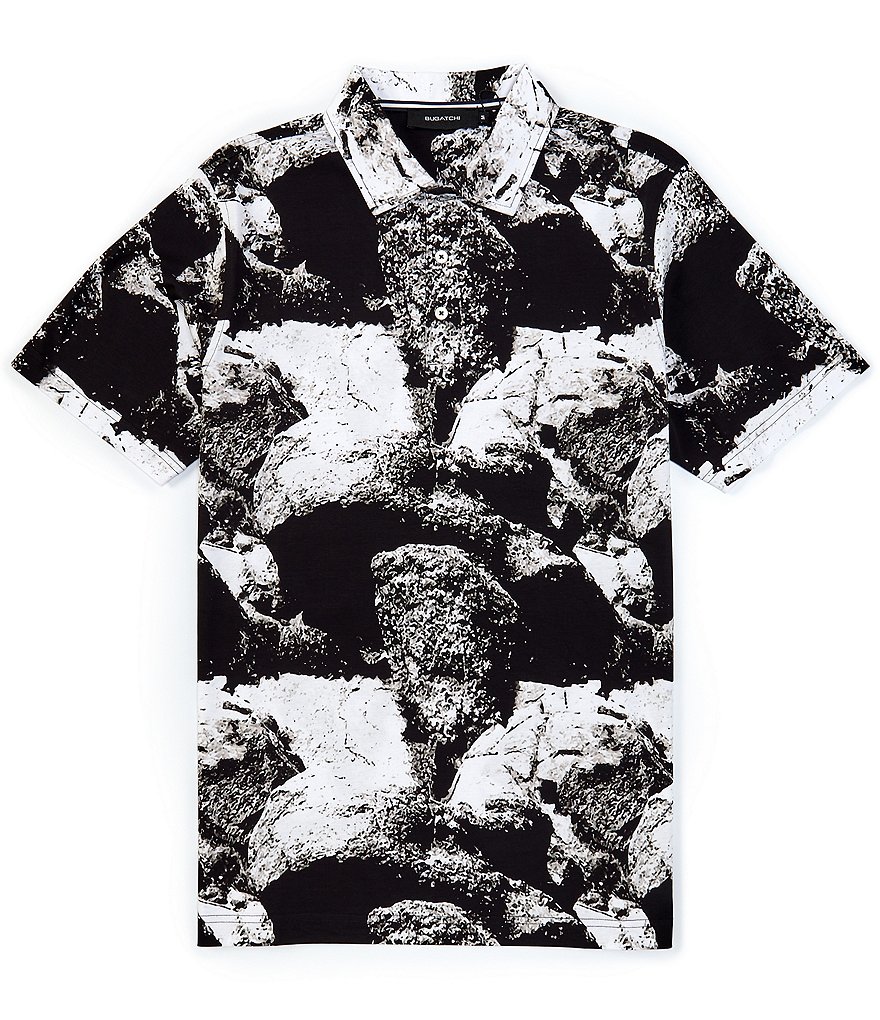 Bugatchi Abstract Print Short-Sleeve Polo Shirt