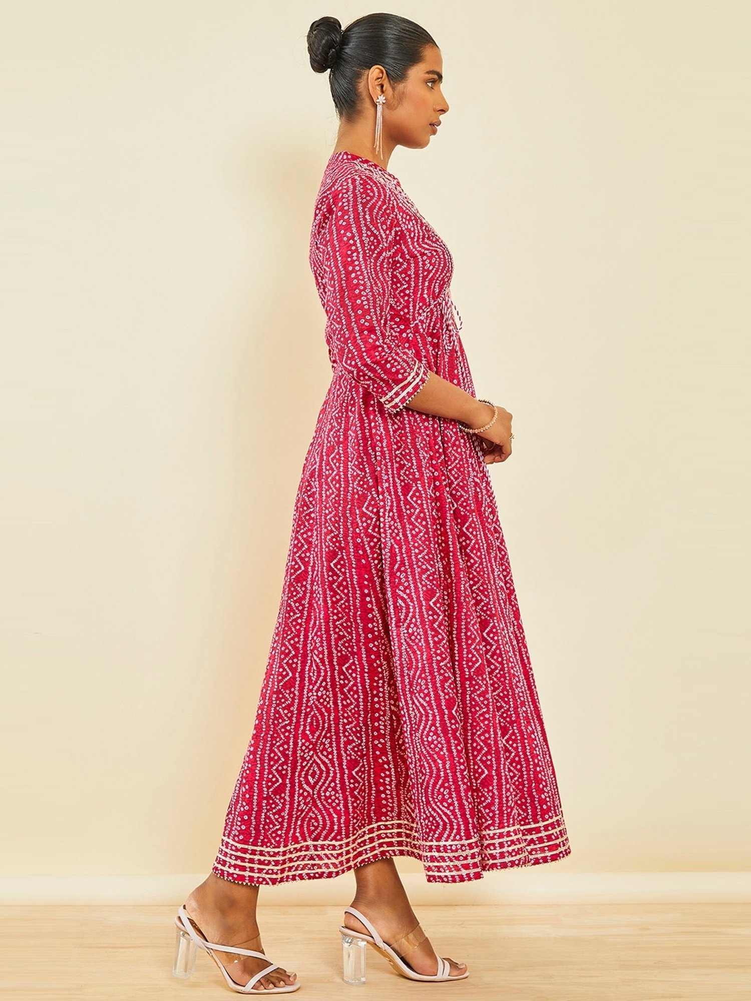 Saffron Threads Red Ethnic Dresses