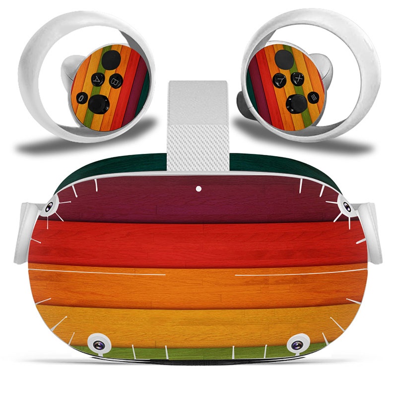 Amify Vinyl Skin Sticker for Oculus Quest 2 VR Headset Controller PVC Decals Cute Cartoon Wrap Cover for Oculus Quest 2 Accessories