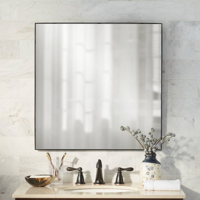 Noble Park Aryn Matte Black Metal 26" Square Wall Mirror