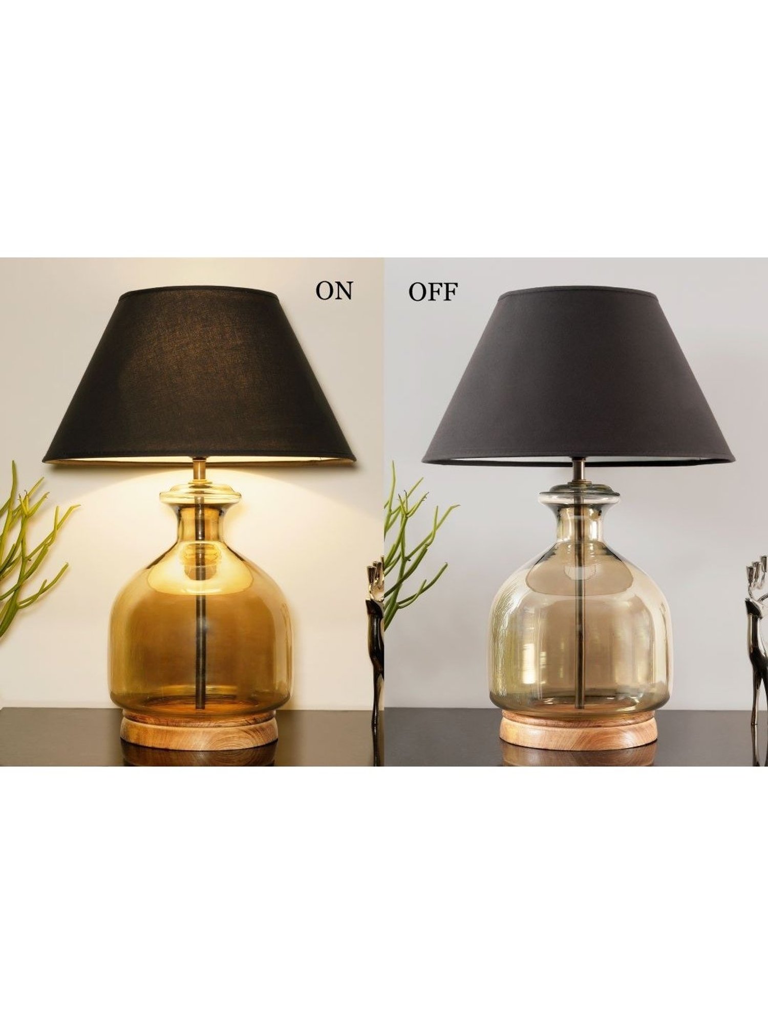 Kapoor Lamp Shades Smoke & Black Glass Alper Luster Table Lamp