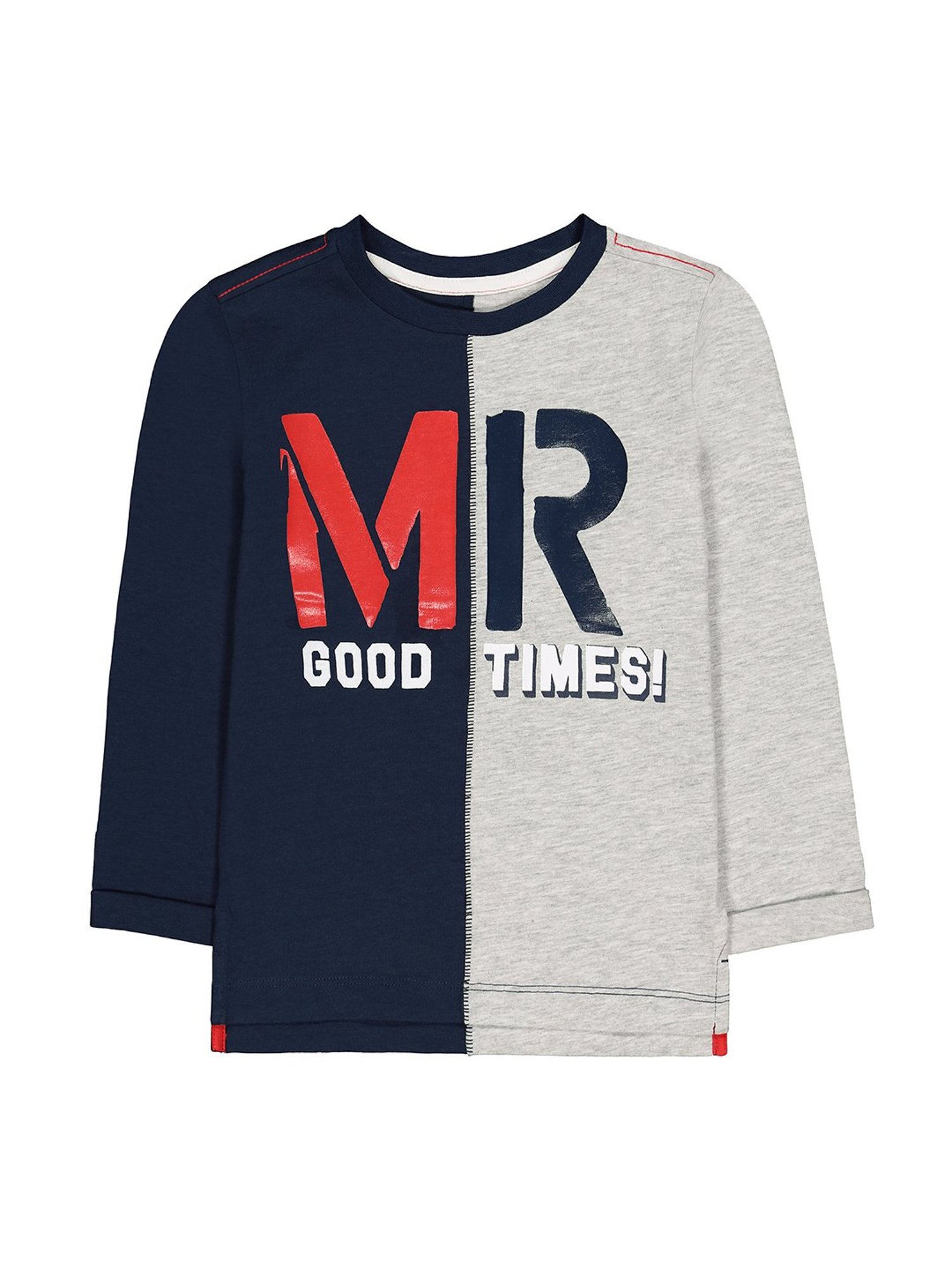Mothercare Kids Navy & Grey Color Block Full Sleeves T-Shirt