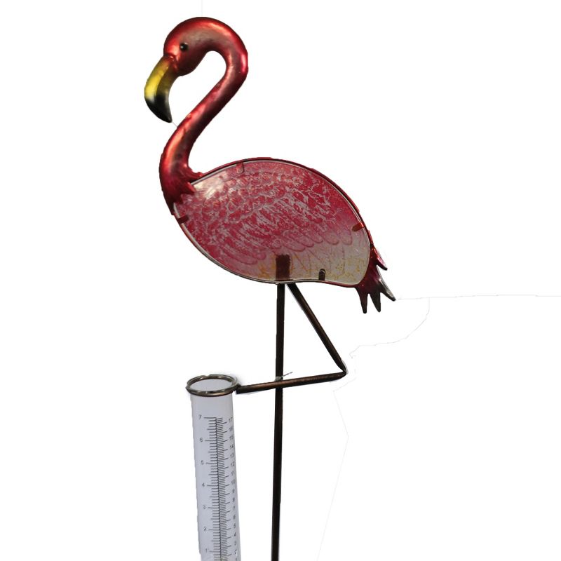 Home & Garden 36.0" Flamingo Rain Gauge Stake Measures Yard Decor Regal Art & Gift  -  Decorative Garden Stakes