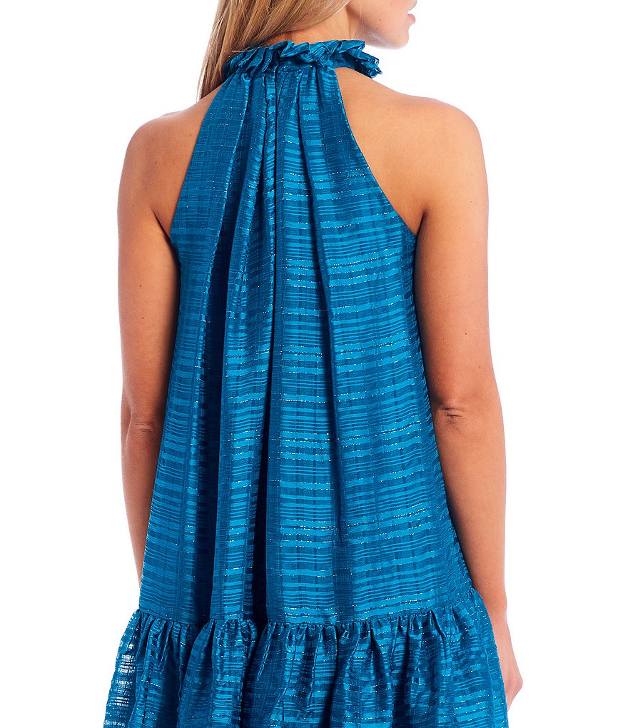 Belle Badgley Mischka Plaid Willa Halter Dress