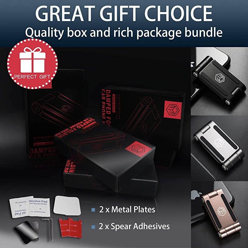 Car Phone Mount Magnetic Reliable Phone Holder for Car Dashboard Universal iPhone Mount for Any Smartphone GPS Radar Laser Detector Car Camera Recorder and More Use Metal Balck