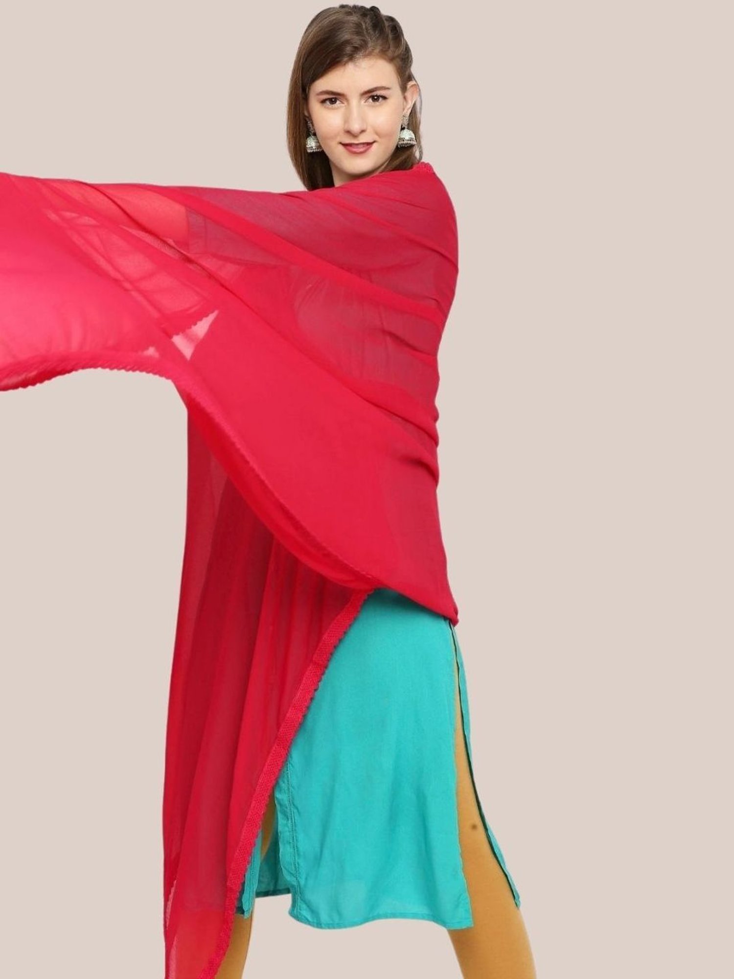 Stylum Red Plain Dupatta
