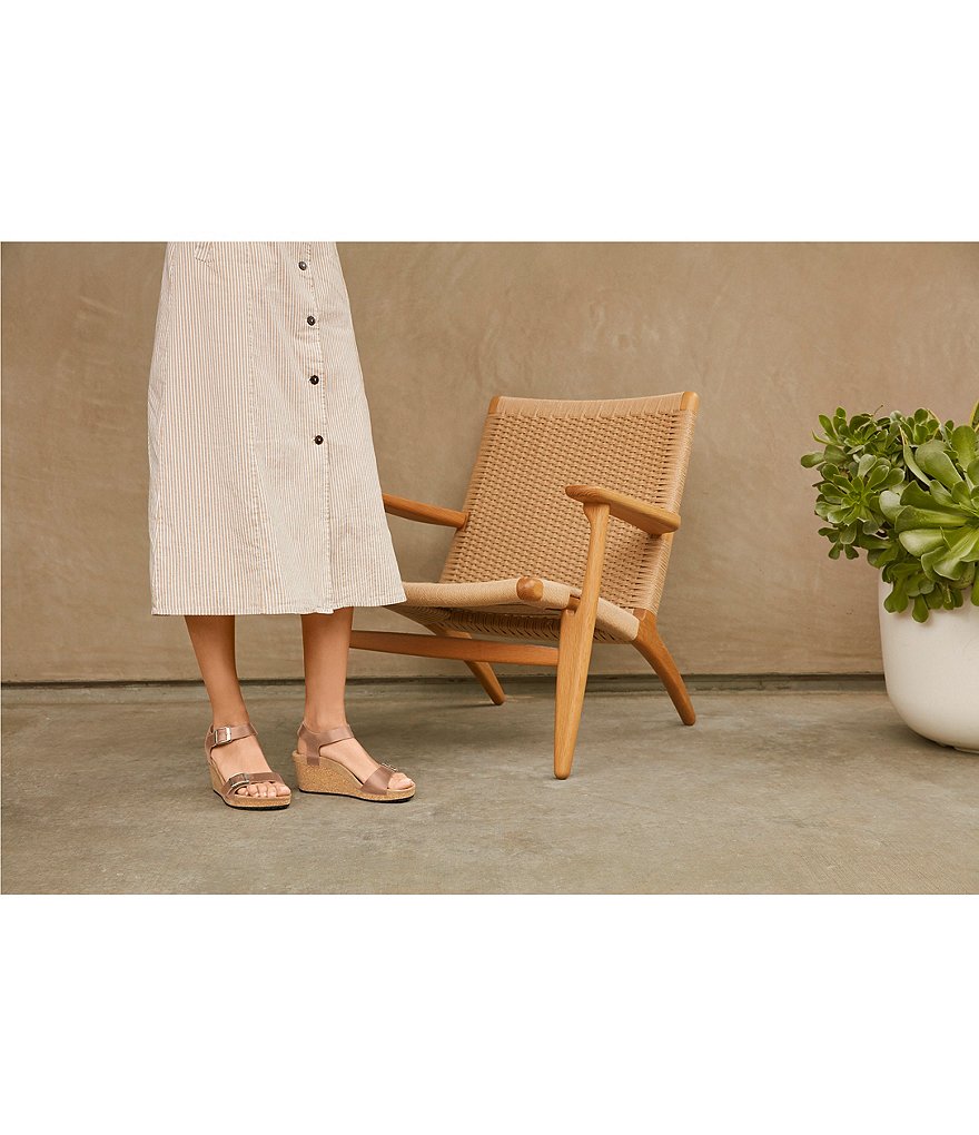 Papillio by Birkenstock Soley Leather & Cork Ankle Strap Wedges