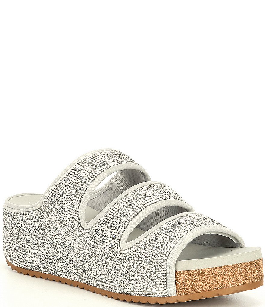 Chelsea & Violet Mel Rhinestone Embellished Three-Band Wedges