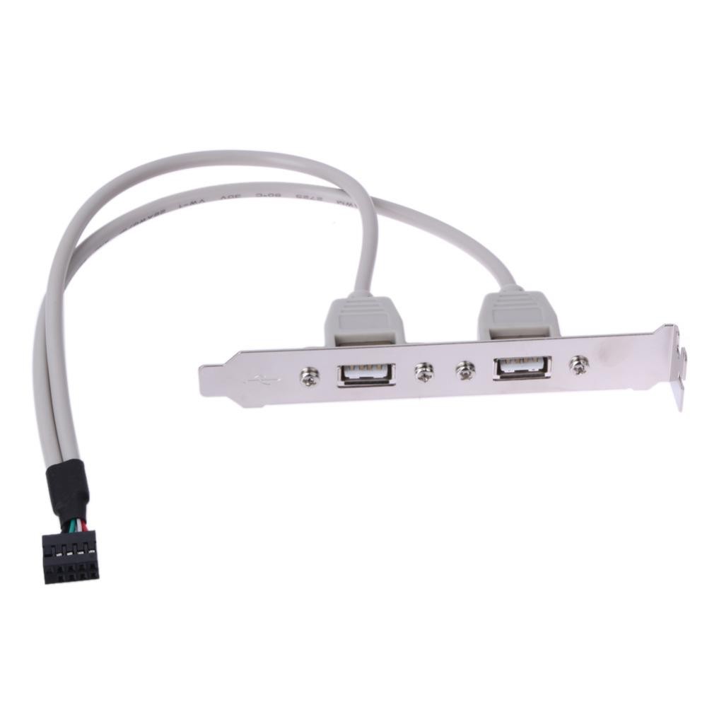 External 2 Ports USB Rear Panel Bracket Motherboard Cable USB 2.0 Connector Cable Adapter Computer Accessories White