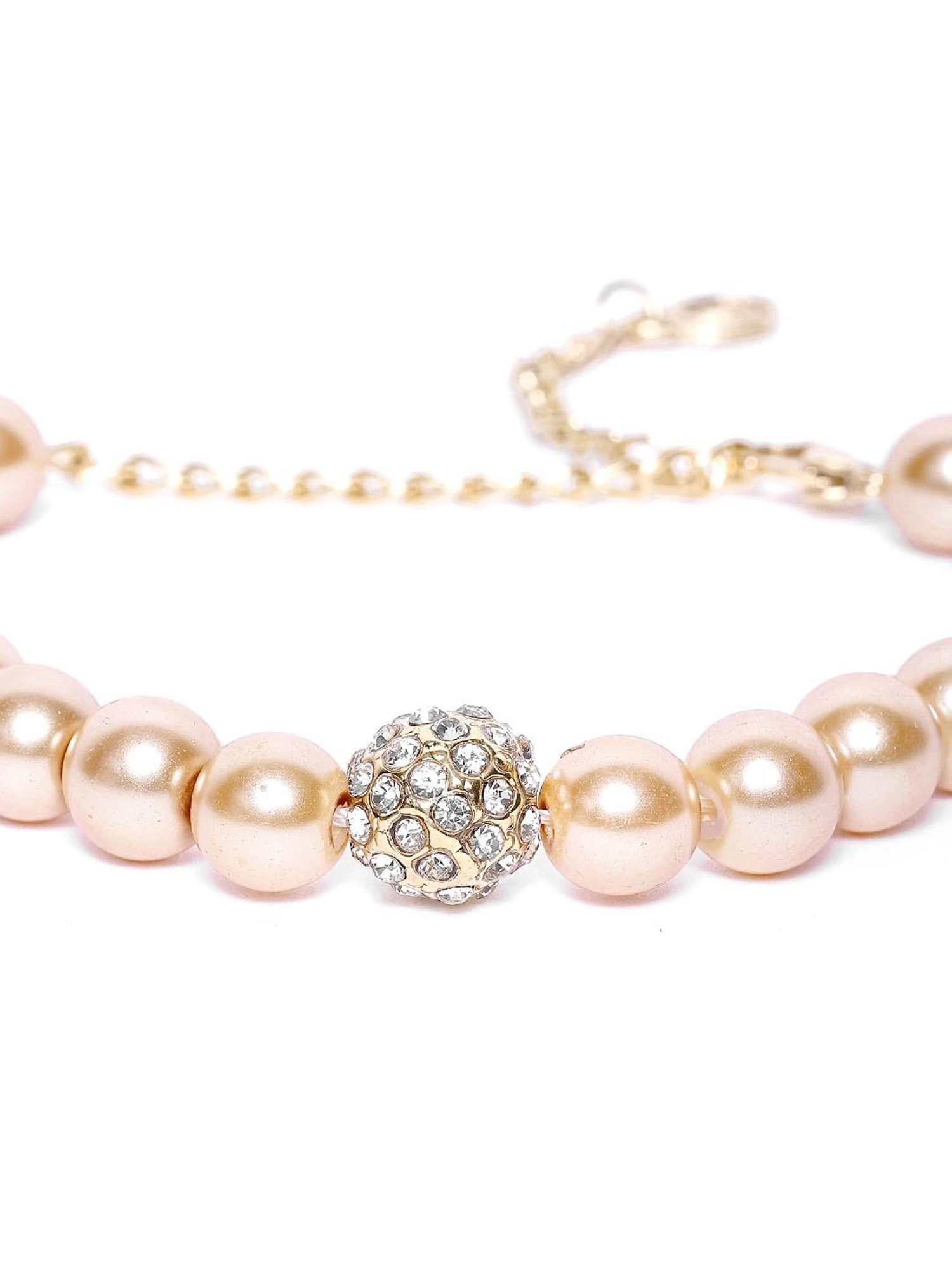 Estele Gold-Plated Single Line Pearl Bracelet for Women