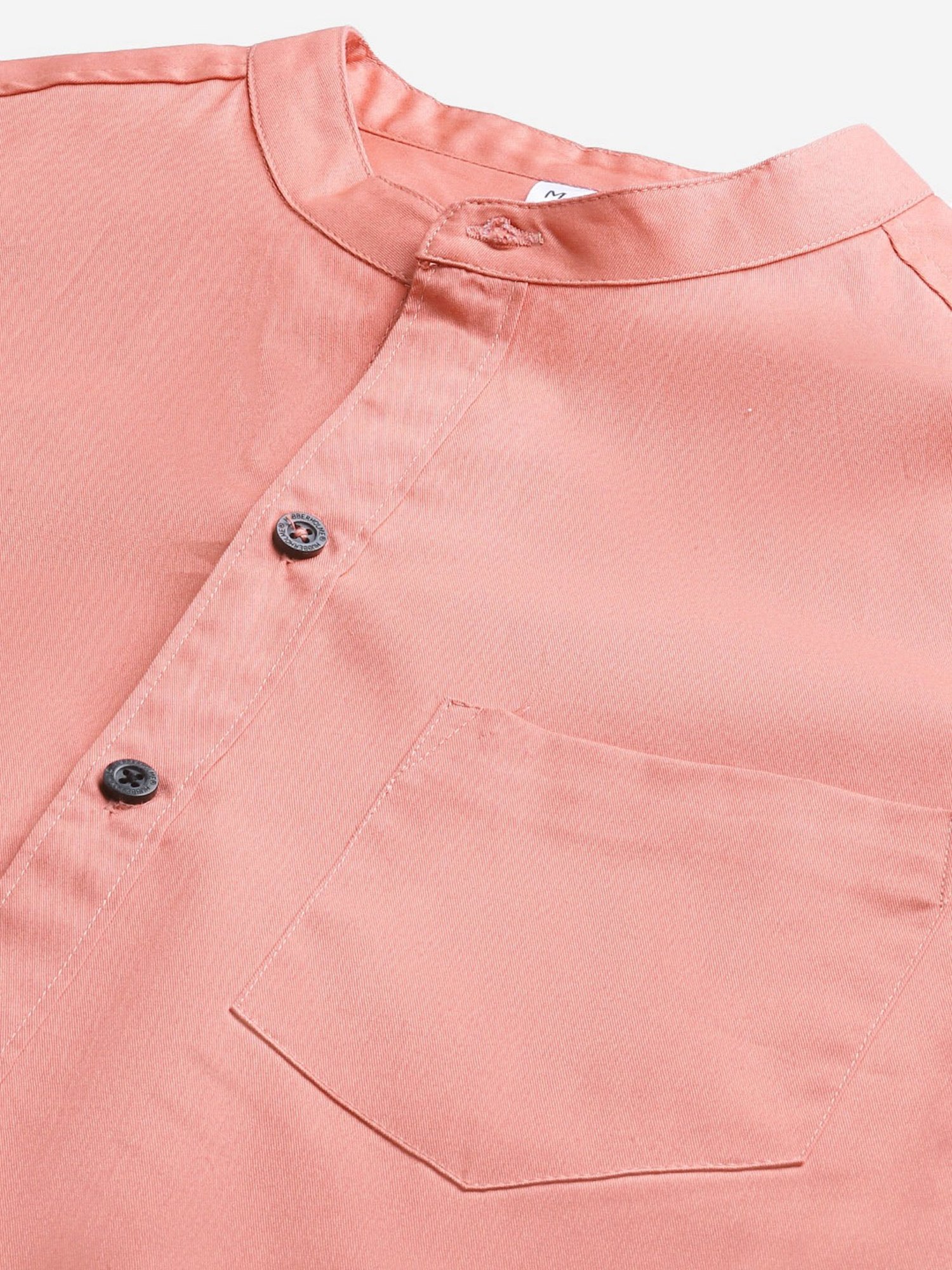 Hubberholme Peach Cotton Regular Fit Shirt