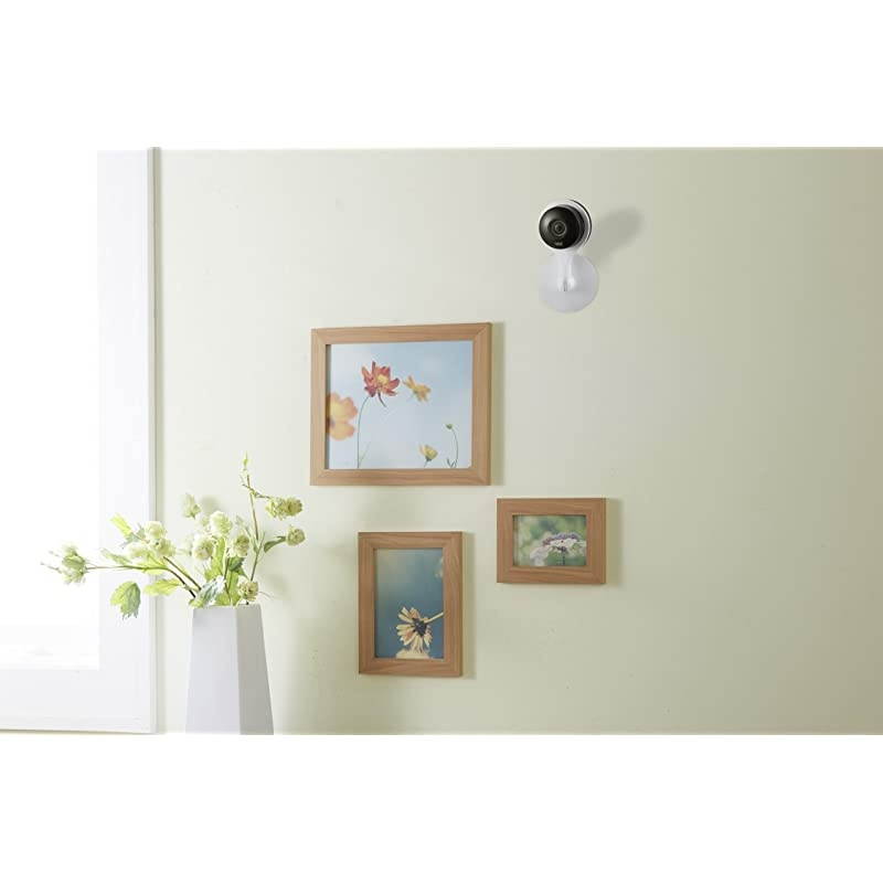 2 in 1 Magnetic White Wall Ceiling Mount for Nest Cam Indoor Place Your Camera Effortlessly onto Any Magnetic Surfaces Alternatively Attach the Mounting Plate onto Walls and Ceiling by