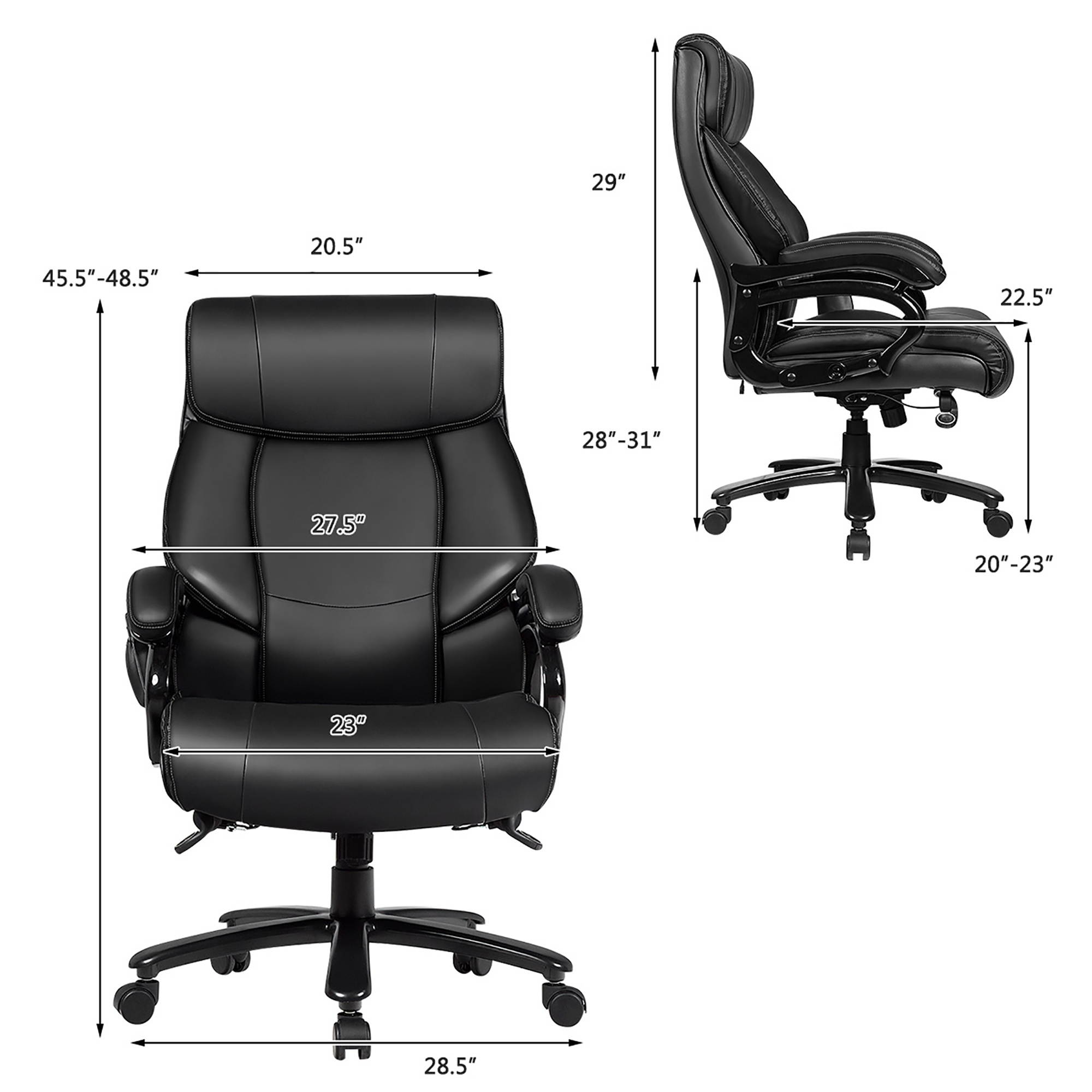 Costway Big & Tall 400lb Massage Office Chair Executive PU Leather Computer Desk Chair
