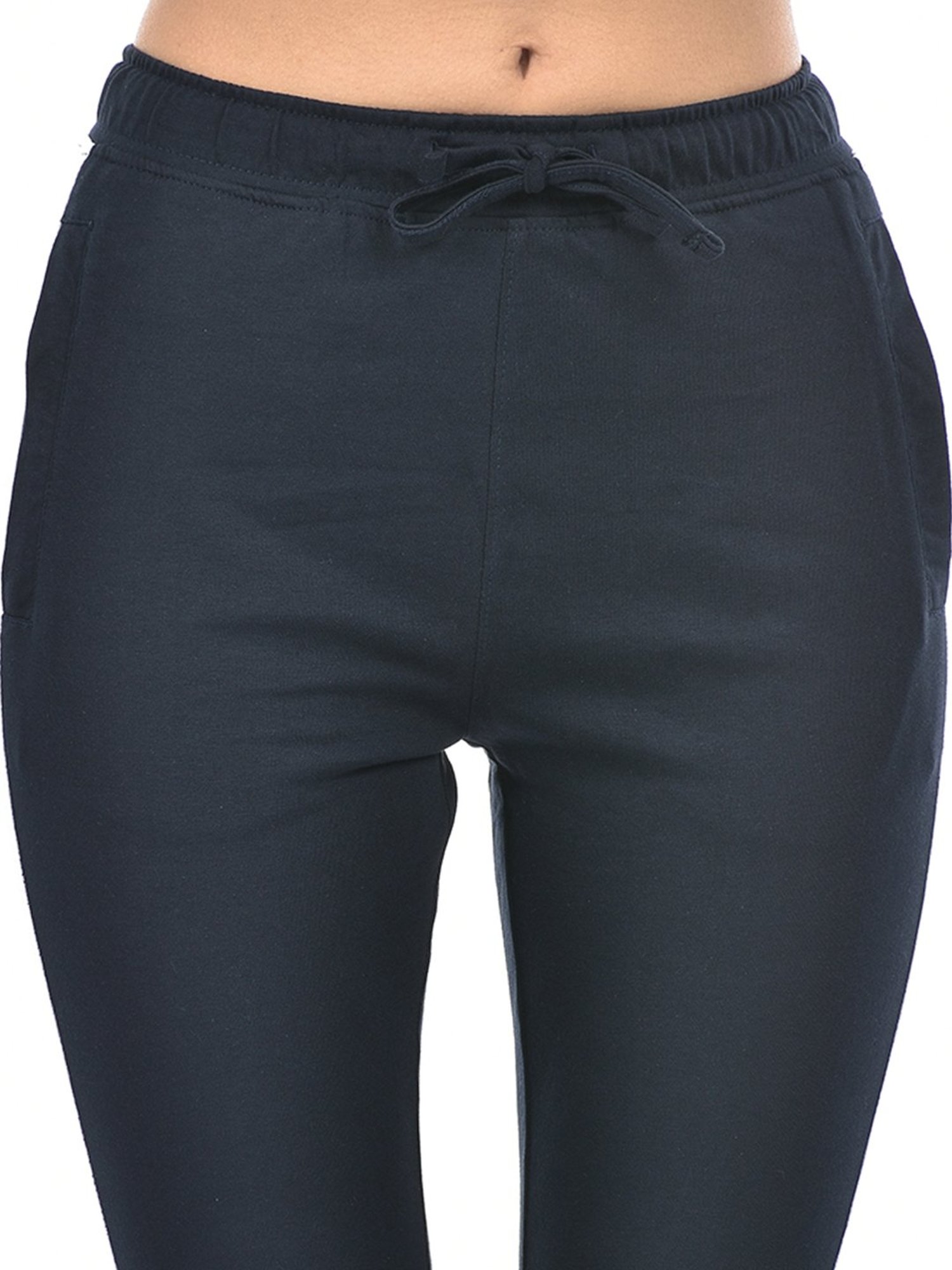 NUMERO UNO Navy Cotton Blend Slim Fit Mid Rise Joggers