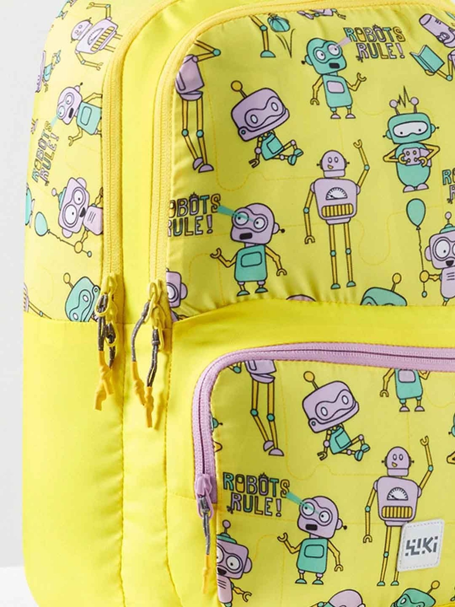 Wiki Back to School Champ 4 Yellow Polyester Printed Backpack - 22 Ltrs