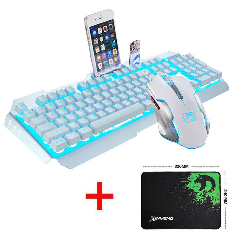 UrChoiceLtd 2017 Ajazz Battle Axe LED 7 Colorful Rainbow Backlit Multimedia Ergonomic Usb Gaming Keyboard + 2400DPI Gaming Mouse and Mouse Pad Set For Laptop Computer