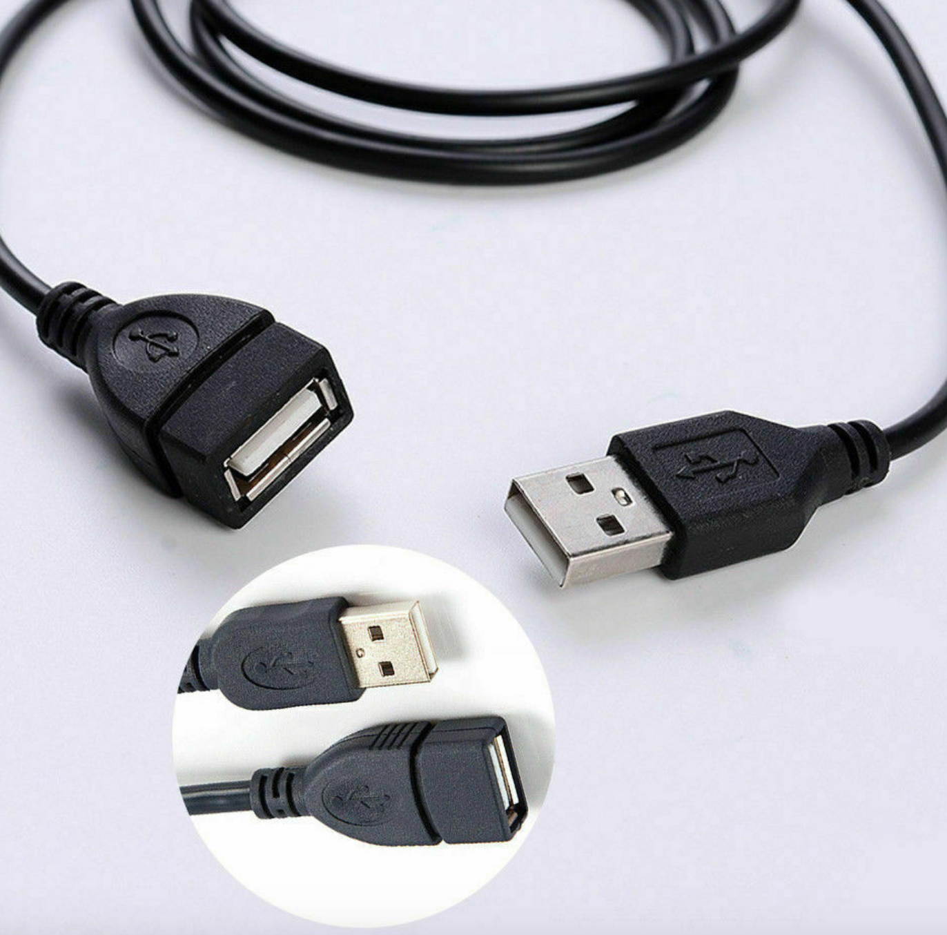 USB 2.0 Extension Extender Cable Cord M/F Standard Type A Male to Female Black