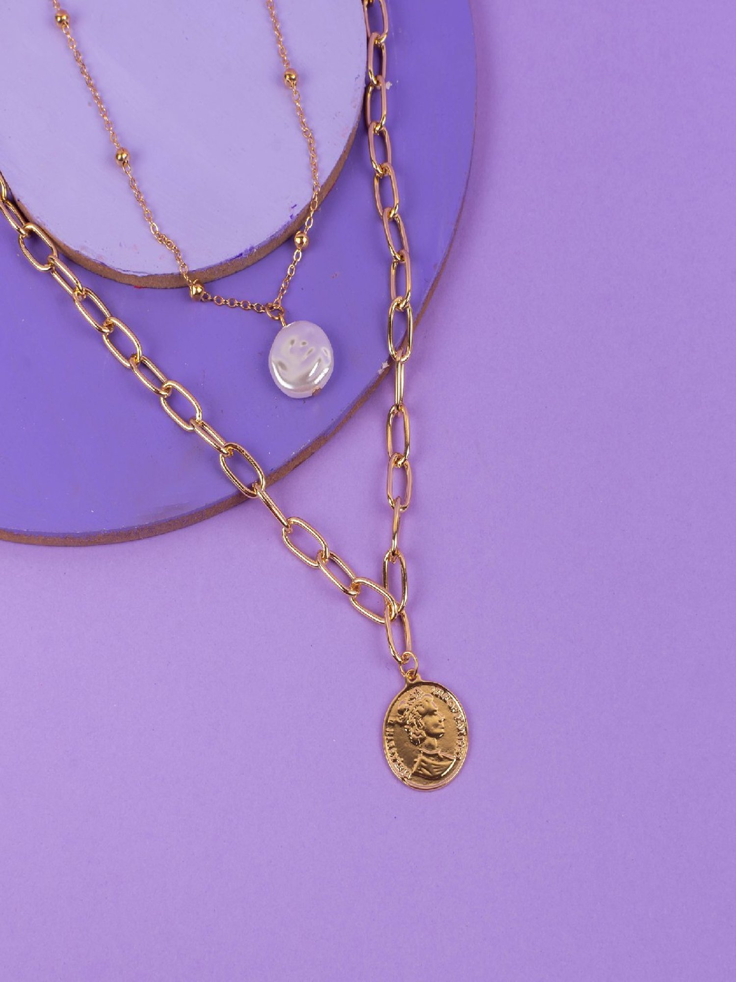 Jewelz Layered Chain Necklace With Fashionable Hangings for Girls & Women