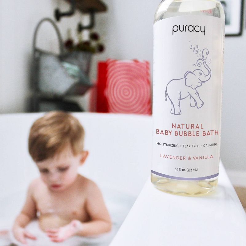 Puracy Natural Baby Bubble Bath, Tear-Free, Sulfate-Free, Lavender & Vanilla - 16oz