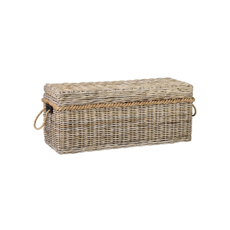Zinnia Rattan Storage Bench Gray - East at Main