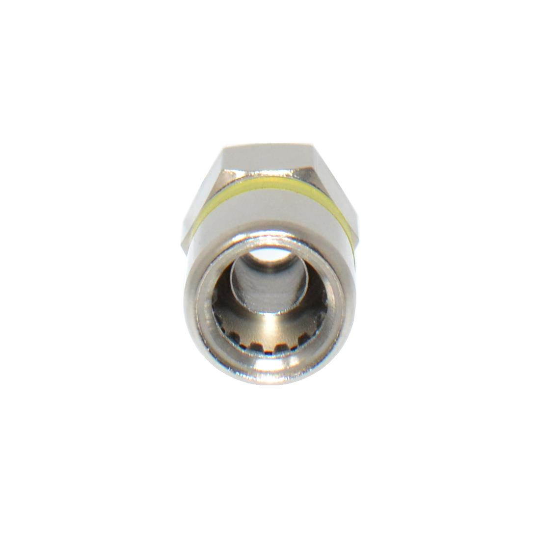 RG6 Quad Shield Coaxial to Self Lock F-Type Compression Connector Yellow (50/pk)